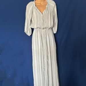 GAP White Pleated Sundress with Bishop Sleeves